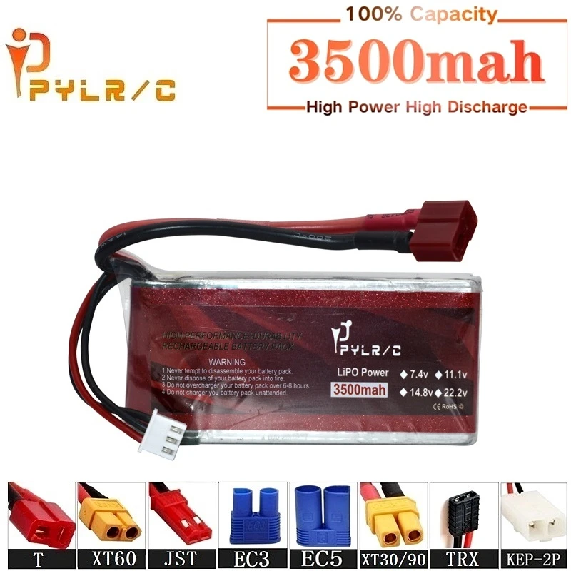 Высокая скорость 7 4 v 3500 мА/ч 45C Lipo Батарея для радиоуправляемого вертолета