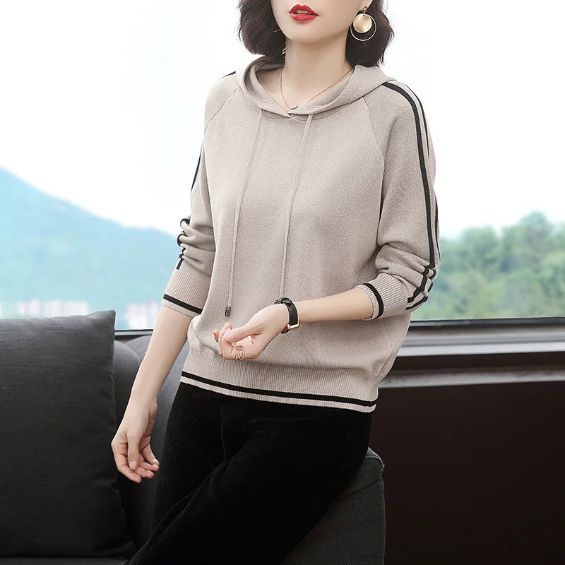 

Ladies sweater spring 2021 new women's hooded loose spring and autumn