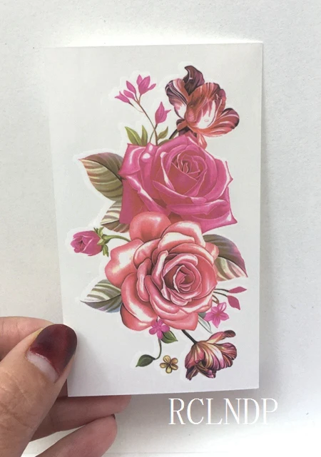 Водостойкая временная татуировка красной розы моли орхидеи цветы татуировки