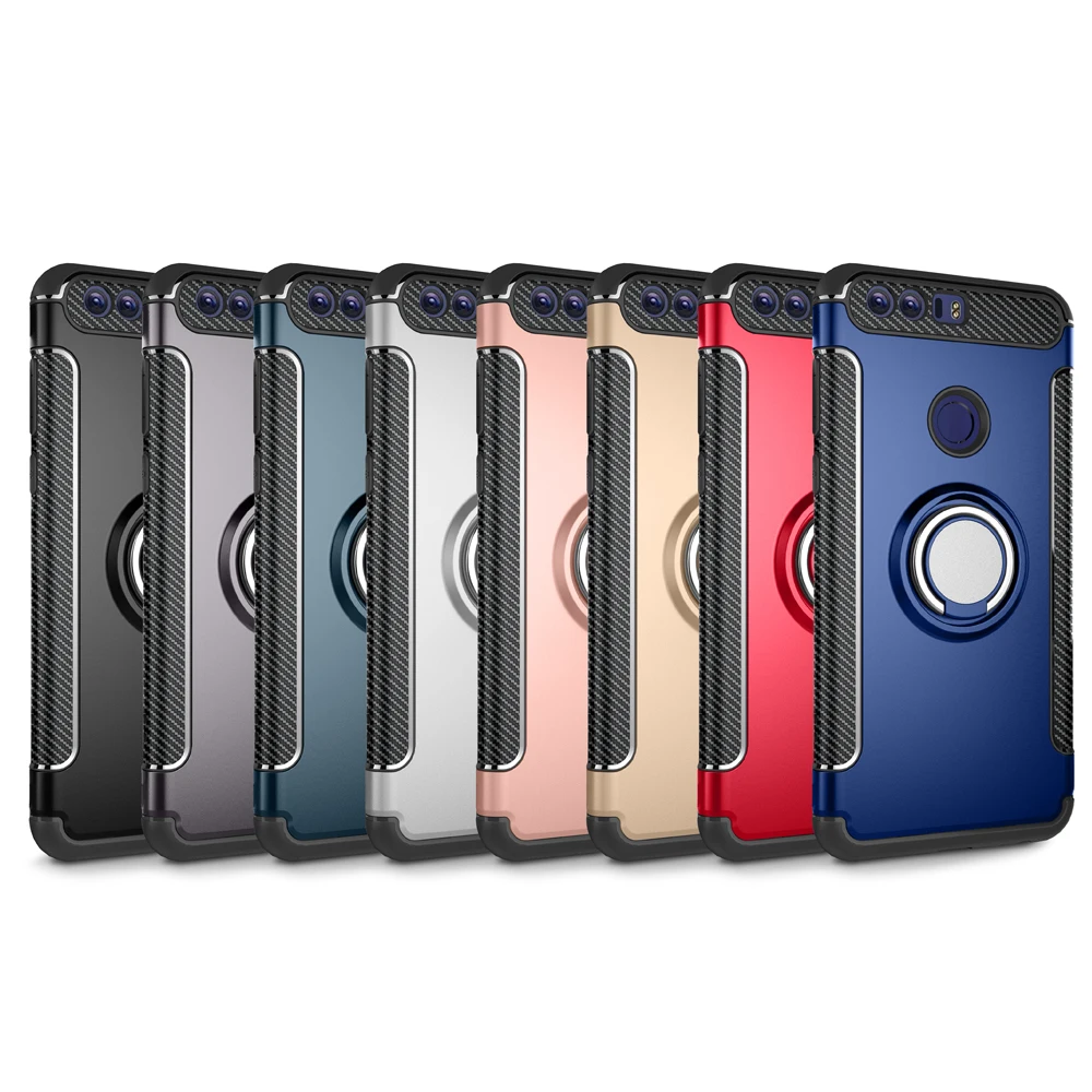 Чехол для Huawei Honor 8 с кольцом на палец противоударный чехол подставкой