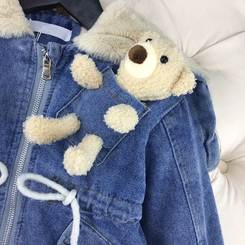 

children's European and American wear 2021 winter new style Long sleeve with velvet for boys and girls Fashionable denim jacket