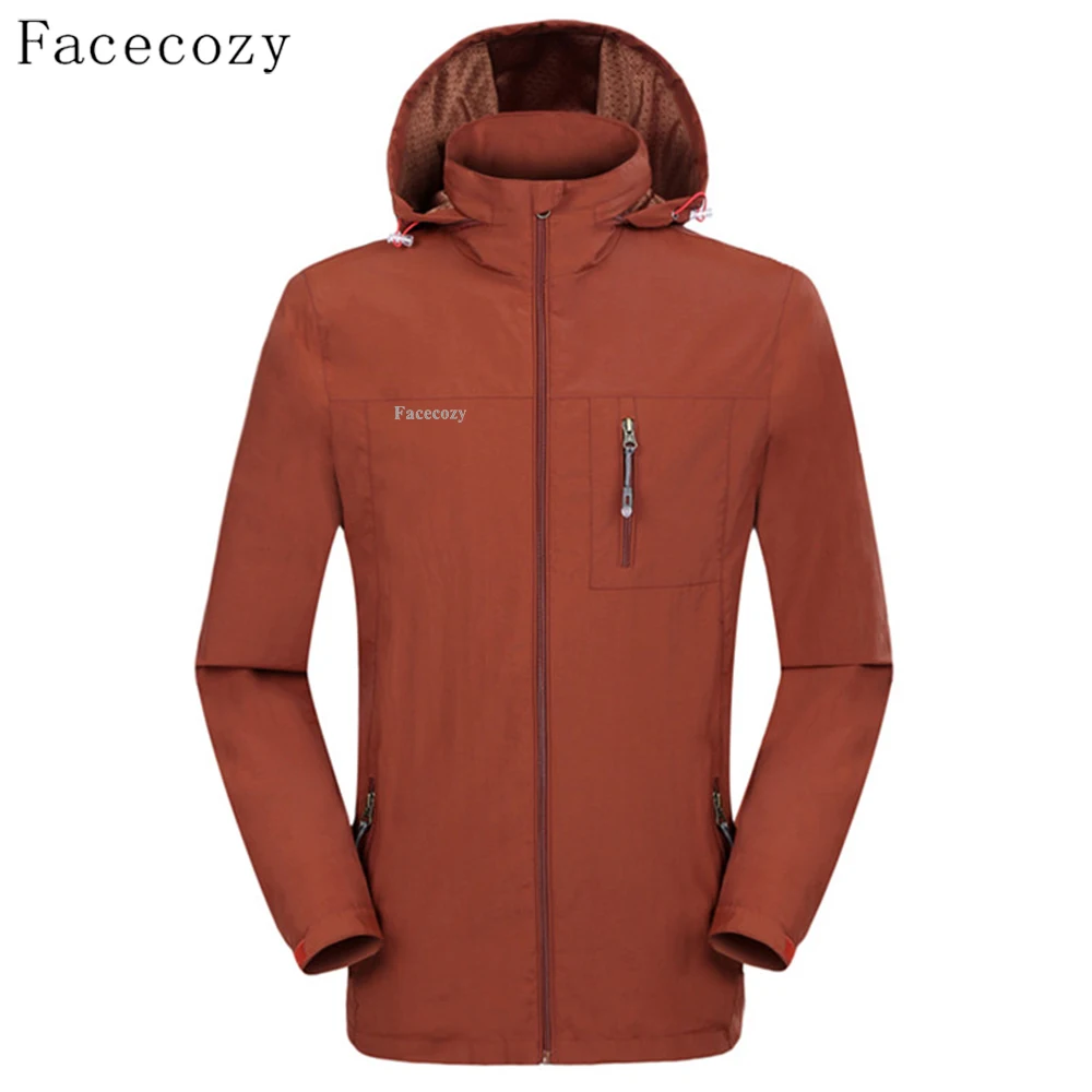 Facecozy Мужская ветрозащитная походная куртка на весну и осень 1 слой с капюшоном