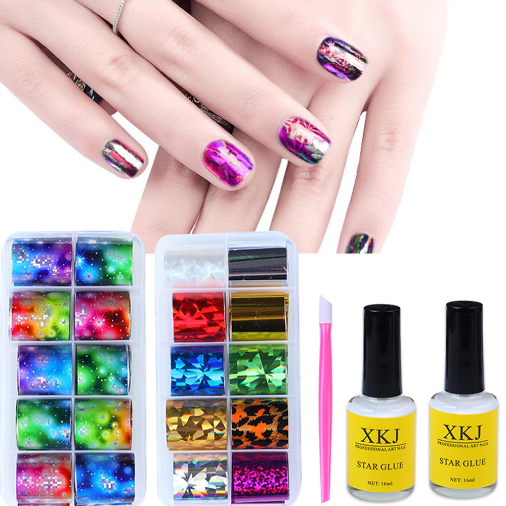 

1 Set DIY Manicure Glue Decal Set Chic Nail Art DIY Transfer Sticker