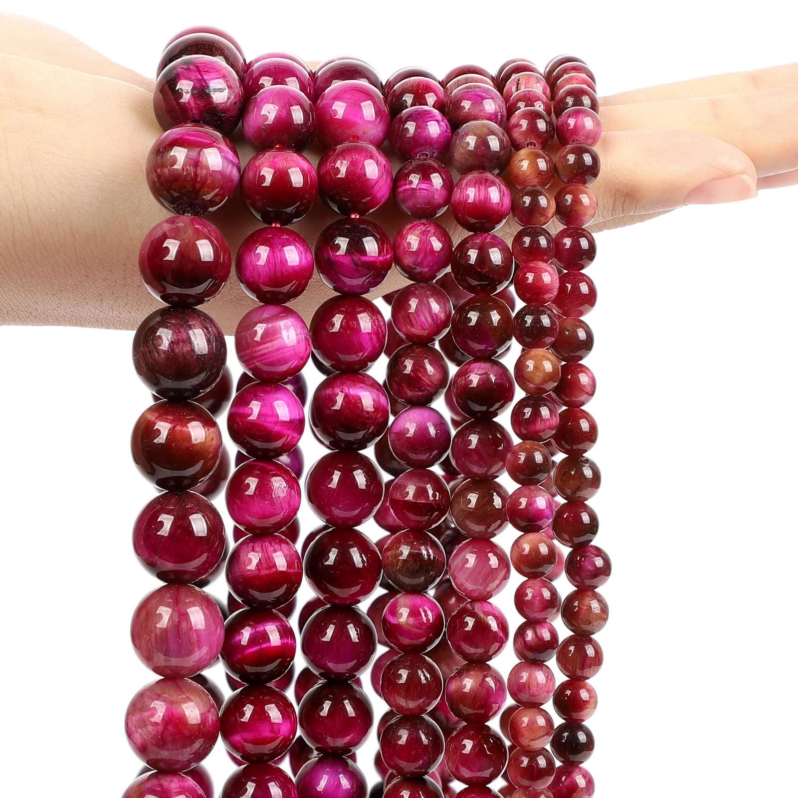 

Smooth Natural Rose Red Tiger Eye Stone Round Loose Spacer Beads For Jewelry Making Bracelets Charm Accessories DIY 6/8/10/12MM