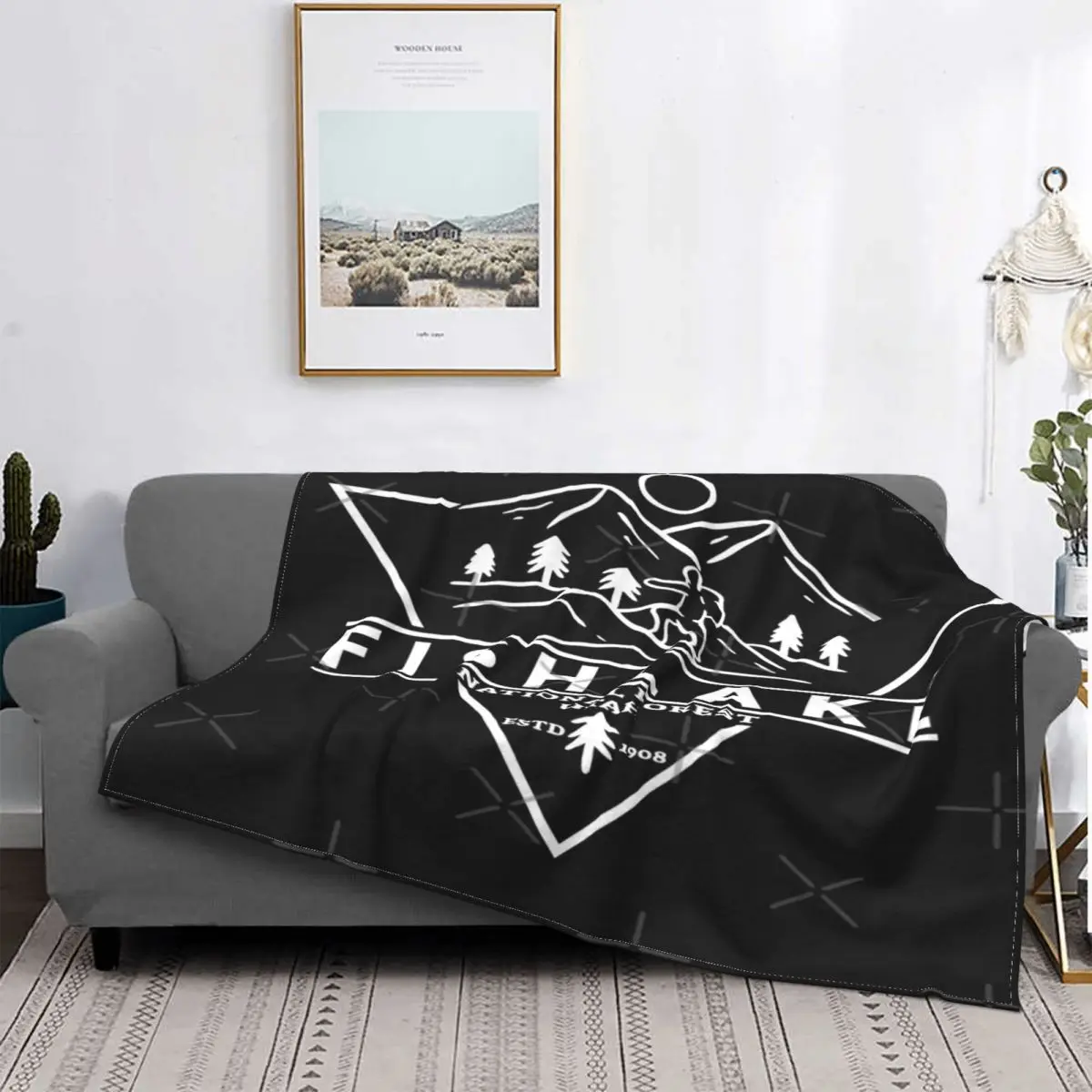 

Fishlake-Manta con insignia del Bosque National de Utah, для cama colcha a cuadros, пикник, manta a cuadros, fundas para cama d