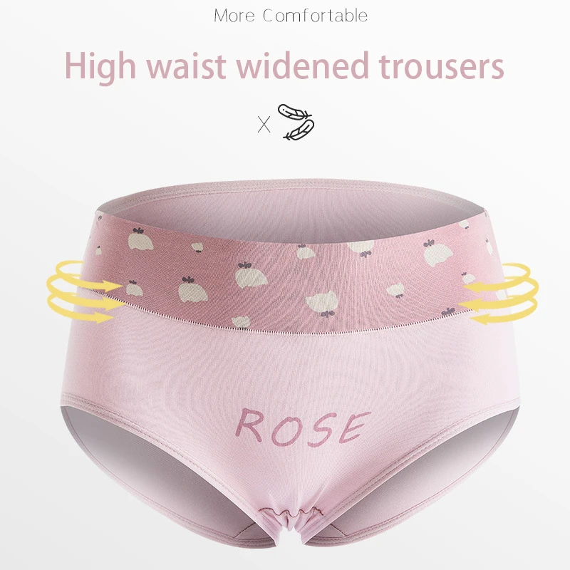 Модные трусики с принтом женские Хлопковые трусы высокой талией размера плюс