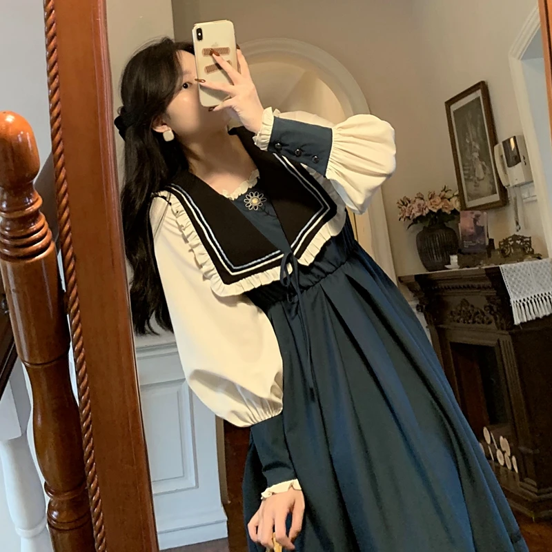 

Милое французское ретро платье в стиле "Лолита" для женщин, новинка 2020, осень и зима 2021, темпераментное платье для ранней весны