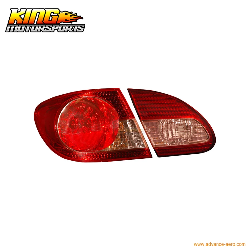 Fit For 03-08 Toyota Corolla LED Tail Lights Red Clear 4 Pcs USA Domestic Free Shipping | Car Headlight Assembly