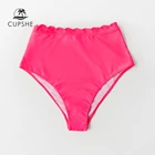 CUPSHE однотонные неоновые розовые волнистые бикини с высокой талией, женские сексуальные тонкие трусики, трусы 2021, раздельные купальники
