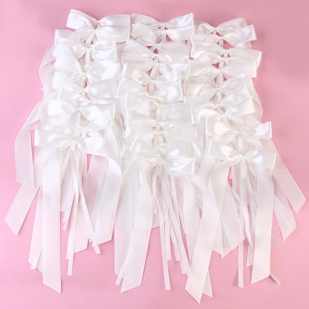 

OUNONA 50pcs Silk Ribbon Bows Bow-knot Wedding Cars End Gift Wrap Floristry Wedding Favor Party Decoration