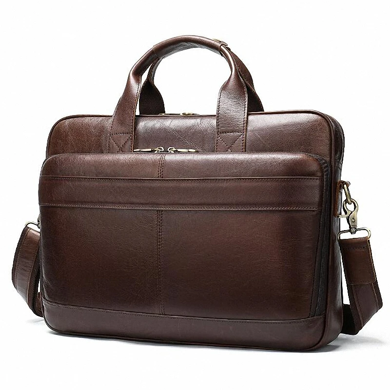 Briefcase Male Messenger Bag Men's Genuine Leather Bag for Document Men Shoulder Travel Handbags Satchel Laptop 15.6 Inch