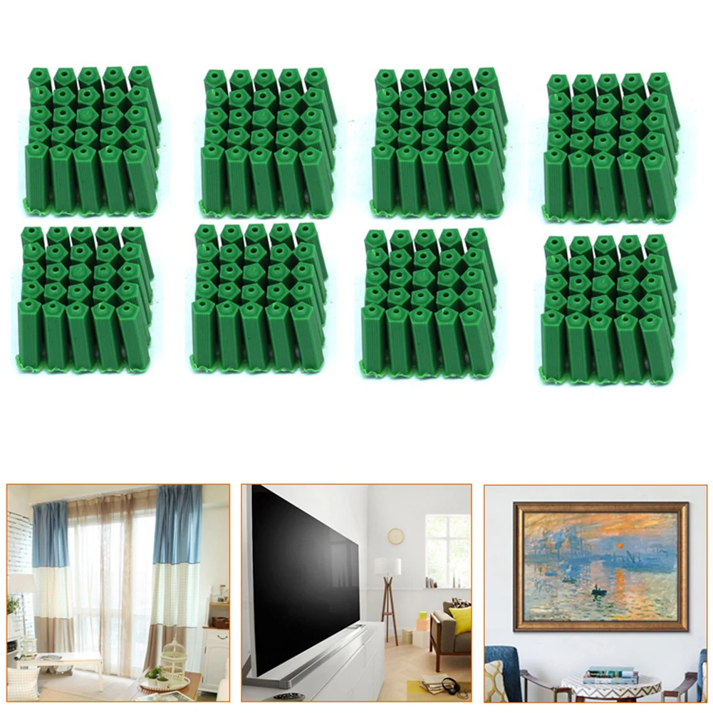 

100pcs Wall Plug Anchor Plug Self Tapping Plastic Screw Expansion Tube Pipe Green M6 Wall Plug Rubber Anchor Plugs