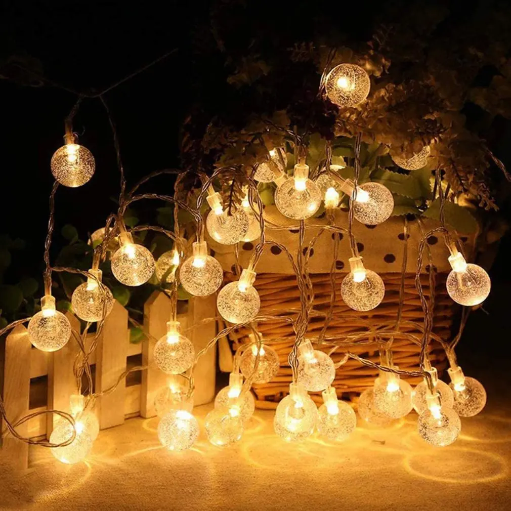 

LED Solar Powered Bulb String Lights Garden Fairy Light Twinkle Garland Outdoor Waterproof Lamp Christmas Party Holiday Decor