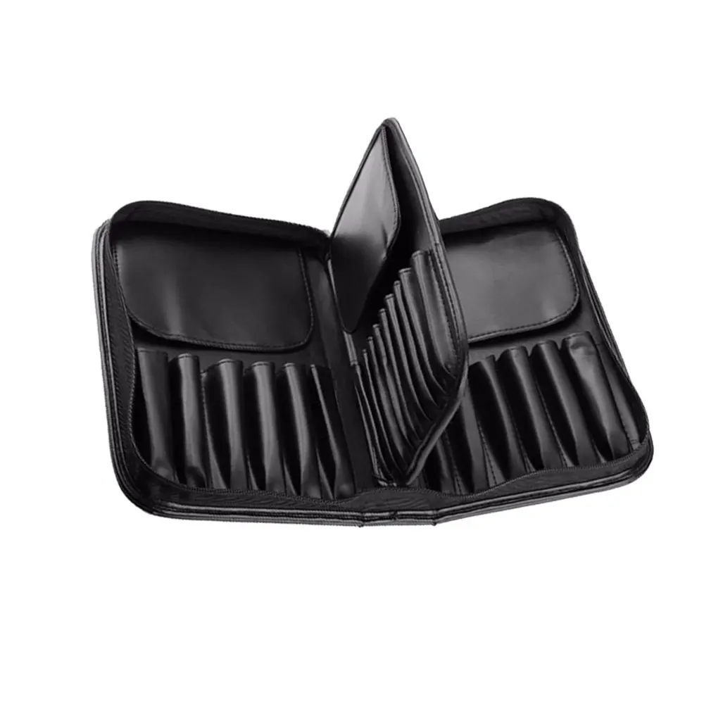 

1Pc PU Leather Cosmetic Brush Bag Large Capacity Makeup Brush Storage Bag Zipper Storage Container