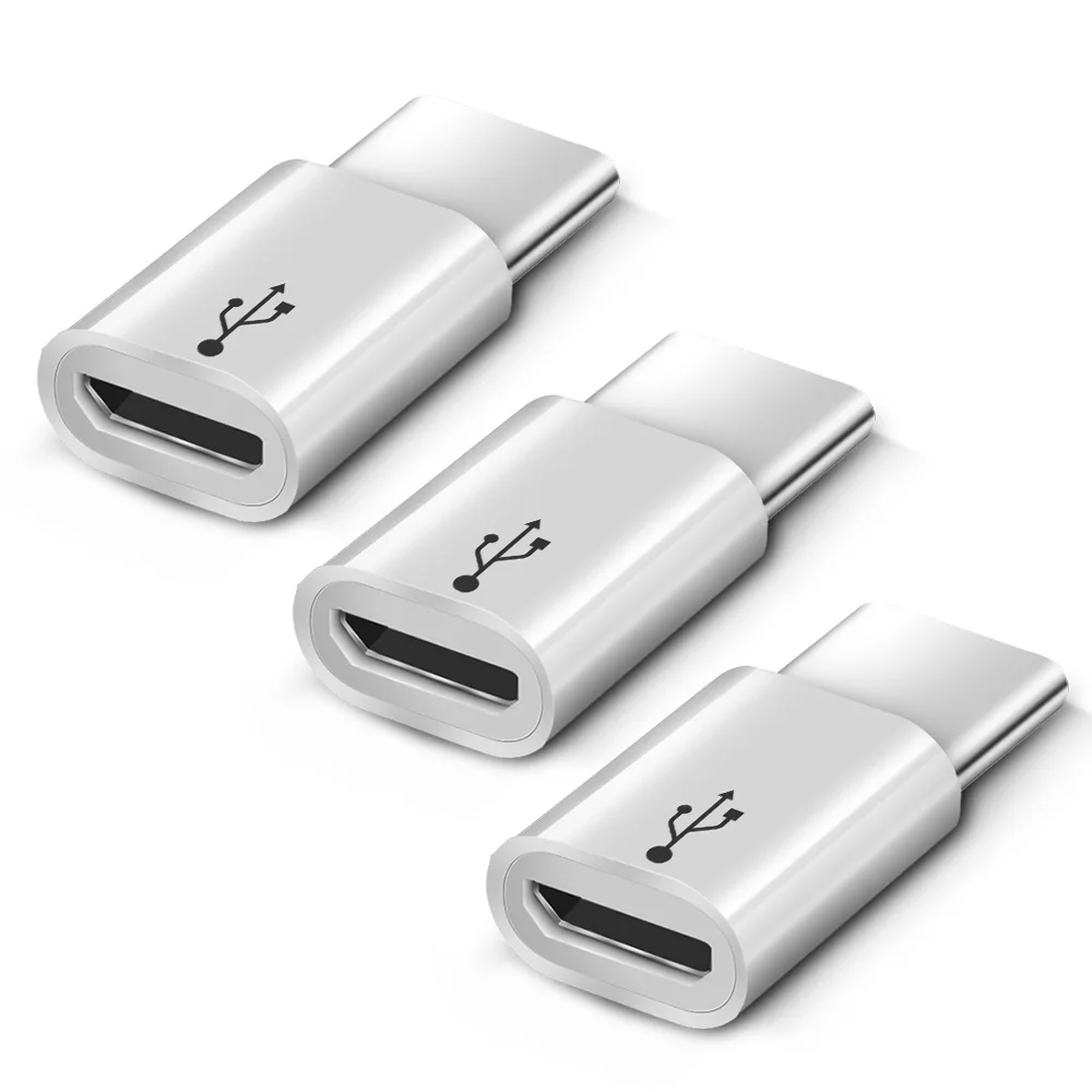 3 шт. Micro USB-type c адаптер конвертер для Sumsang Xiaomi huawei P20 Pro Microusb для type c Usbc Otg адаптер зарядный кабель - Цвет: Белый