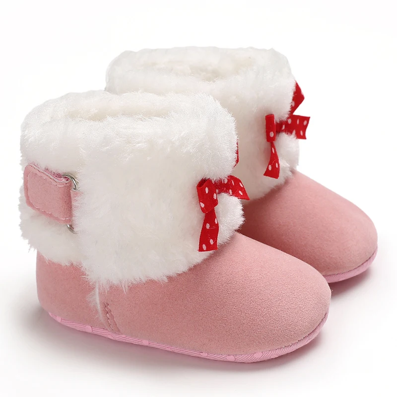 Adorable Infant Toddler Baby Girls Snow Boots Winter Soft Sole Crib Shoes Bowknot Booties Infant Newborn Party Shoes 0-18M