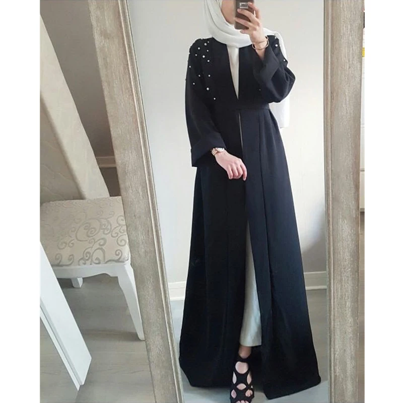 Новая мода Abaya Дубай исламский кардиган платье Ближний Восток однотонный кардиган арабские Абайи женское платье