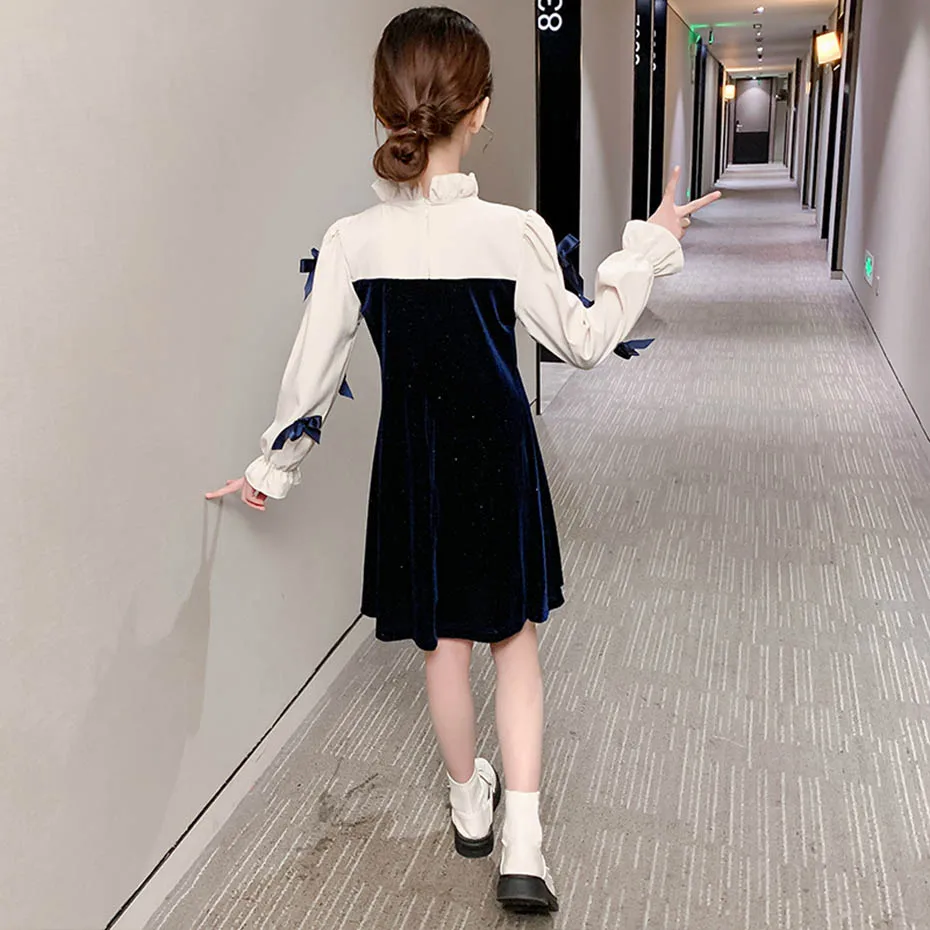 Платья для девочек осенне-зимнее платье вечернее в стиле пэчворк детей детские