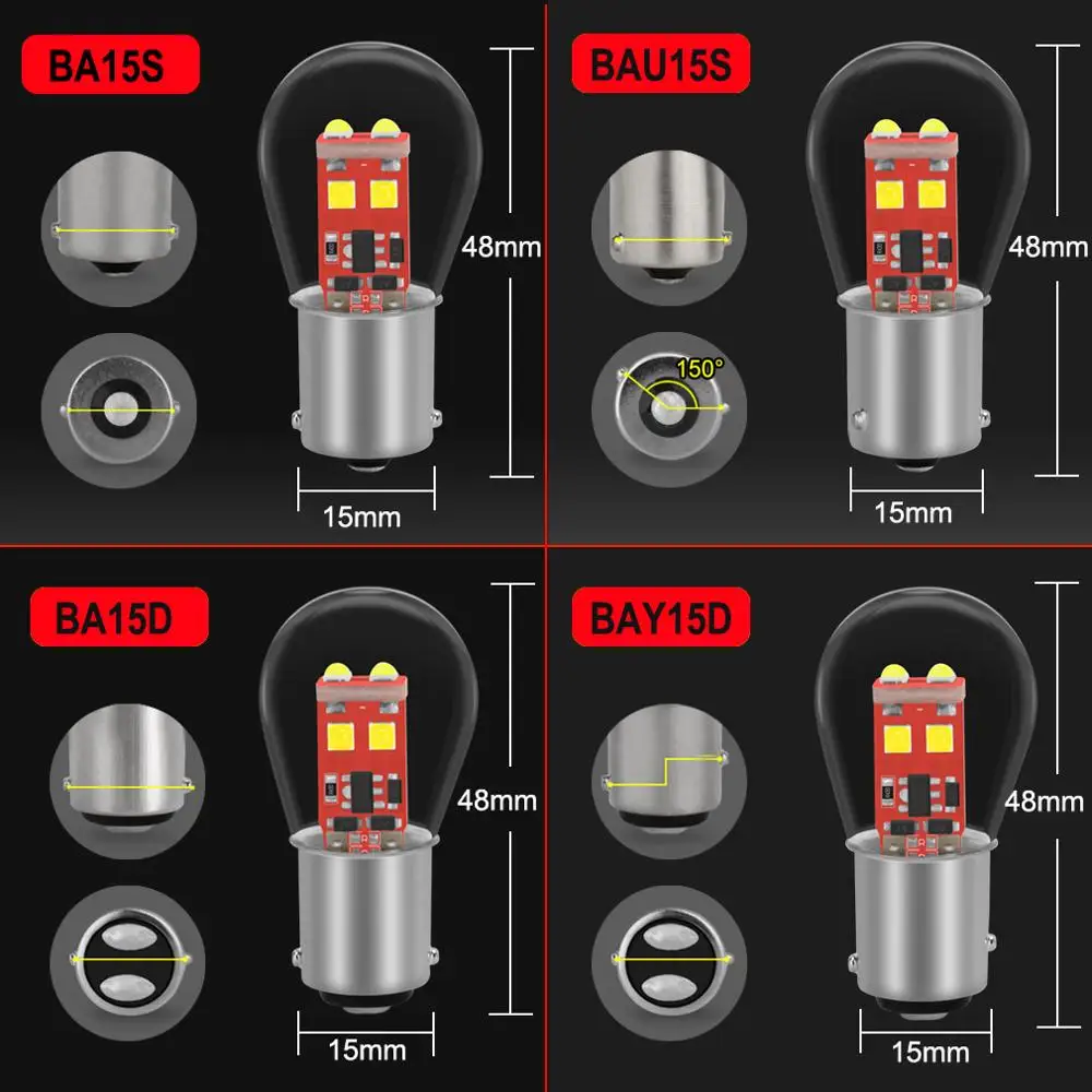 2 шт. автомобисветодиодный светодиодные лампы 1156 BA15S P21W 1157 BA15D BAY15D P21/5W BAU15S S35 800LM R5W |