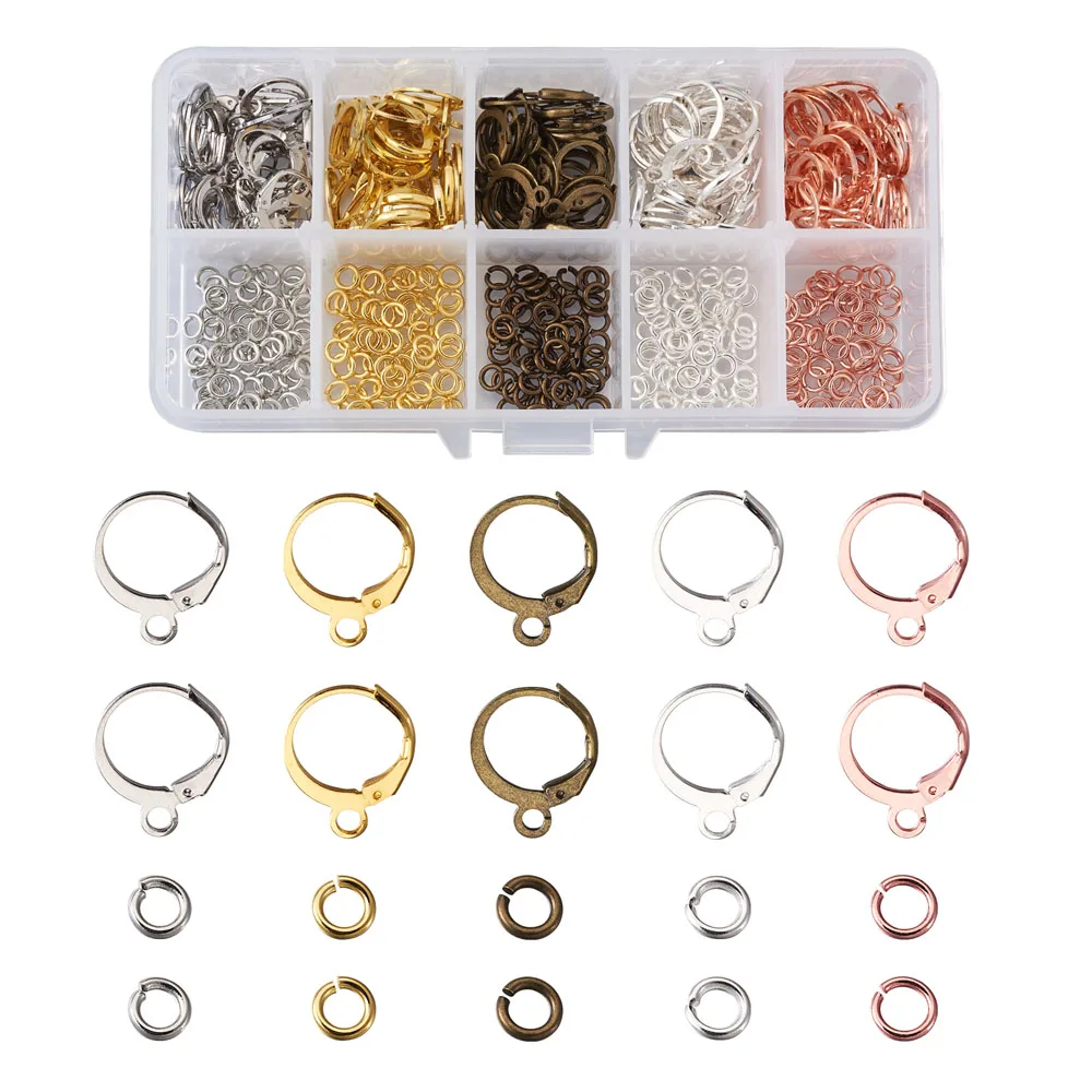 

1Box Brass Huggie Hoop Earring Findings with Loop French Lever Back Ear Wire Settings Base Hoops Earrings For DIY Jewelry Making