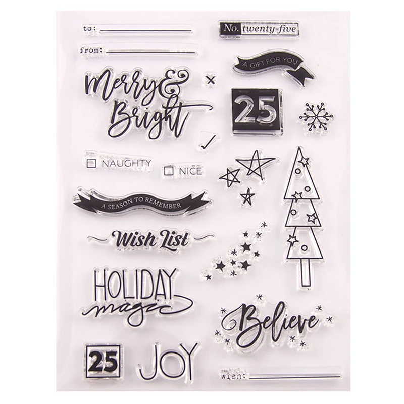 Силиконовый штамп с надписью &quotMerry Christmas&quot прозрачный резиновый в виде оленя для