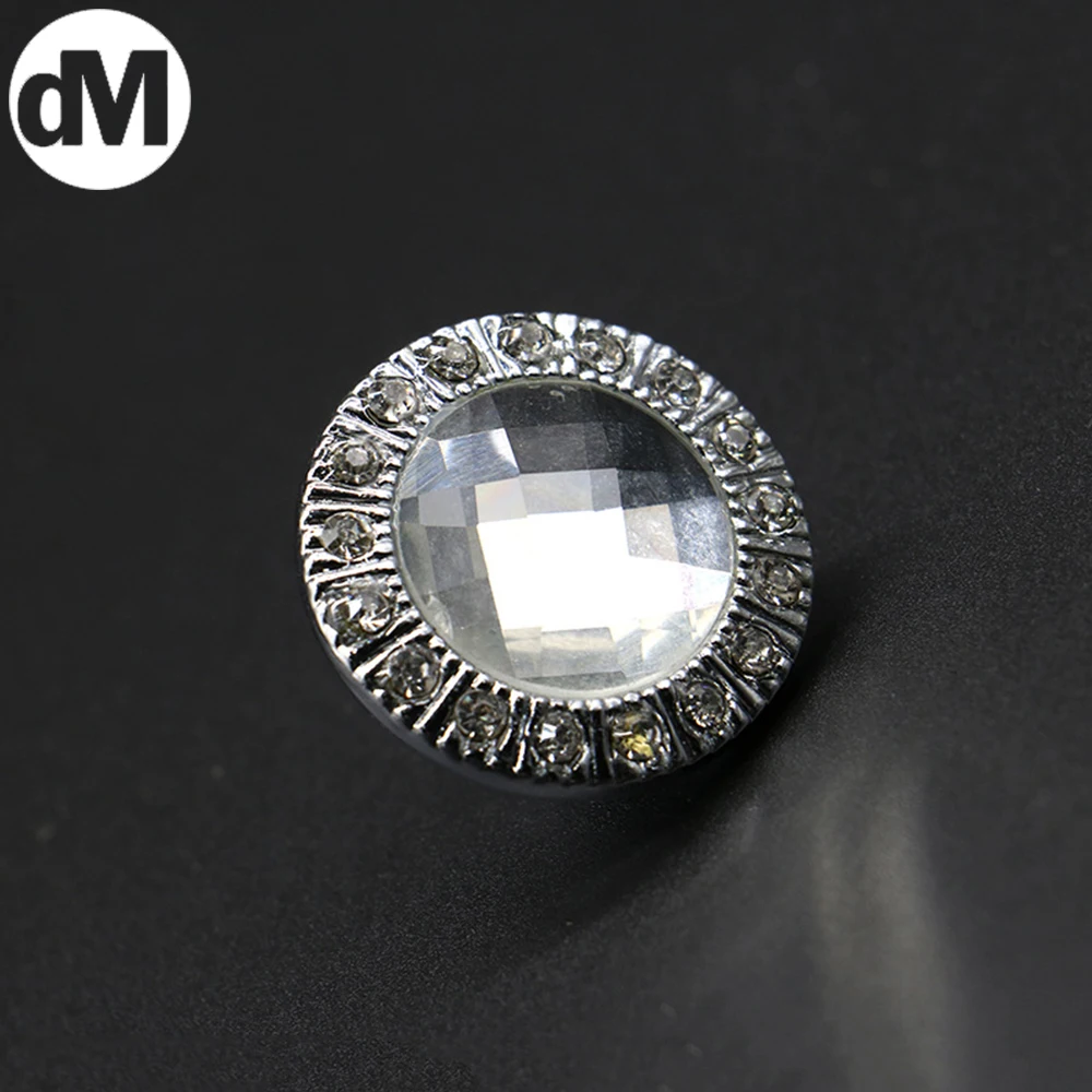 

DM 2pcs Button-shape Door Handle House-Hold Modern Crystal Single Hole Drawer Knobs Wardrobe Cabinet Pulls Furniture Fittings