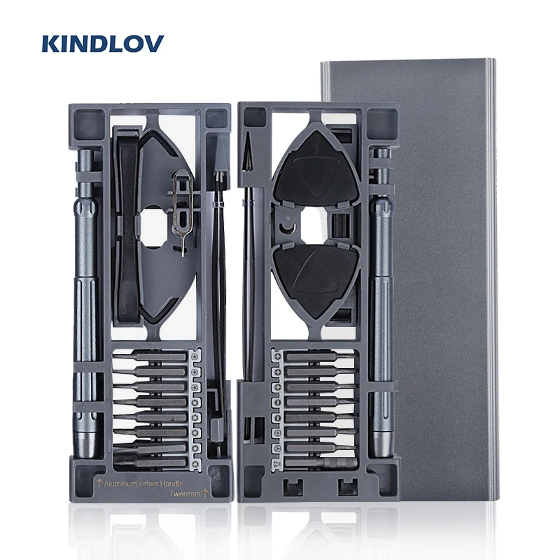 Набор Магнитных отверток KINDLOV 24 в 1 Torx Phillips прецизионных бит с ручкой из сплава