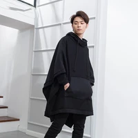 mens coat new autumnwinter loose bat cape cape cape hoodie for men in black medium length thick hoodie yamamoto style