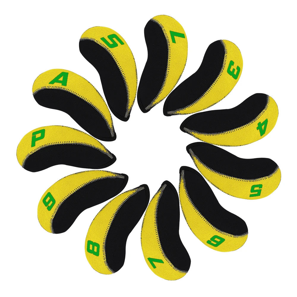 

11pcs Neoprene Golf Club Iron Head Covers Multi Colors with Number# Cover Set (3,4,5,6,,7,8,9,PA,S,L)