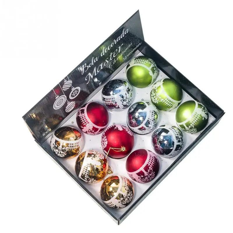 12Pcs 8cm D 30 шт дерево декор расписные Рождественские шары ремесла домашний праздник фестиваль свадебный орнамент вечерние Подвески маленькие DIY#734 - Цвет: 12Pcs 8cm D