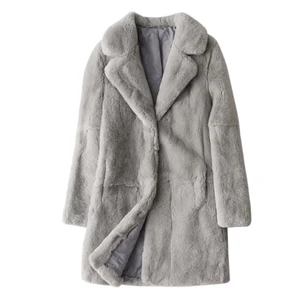 Новинка 2020, Женское зимнее длинное пальто с длинным рукавом, меховая куртка