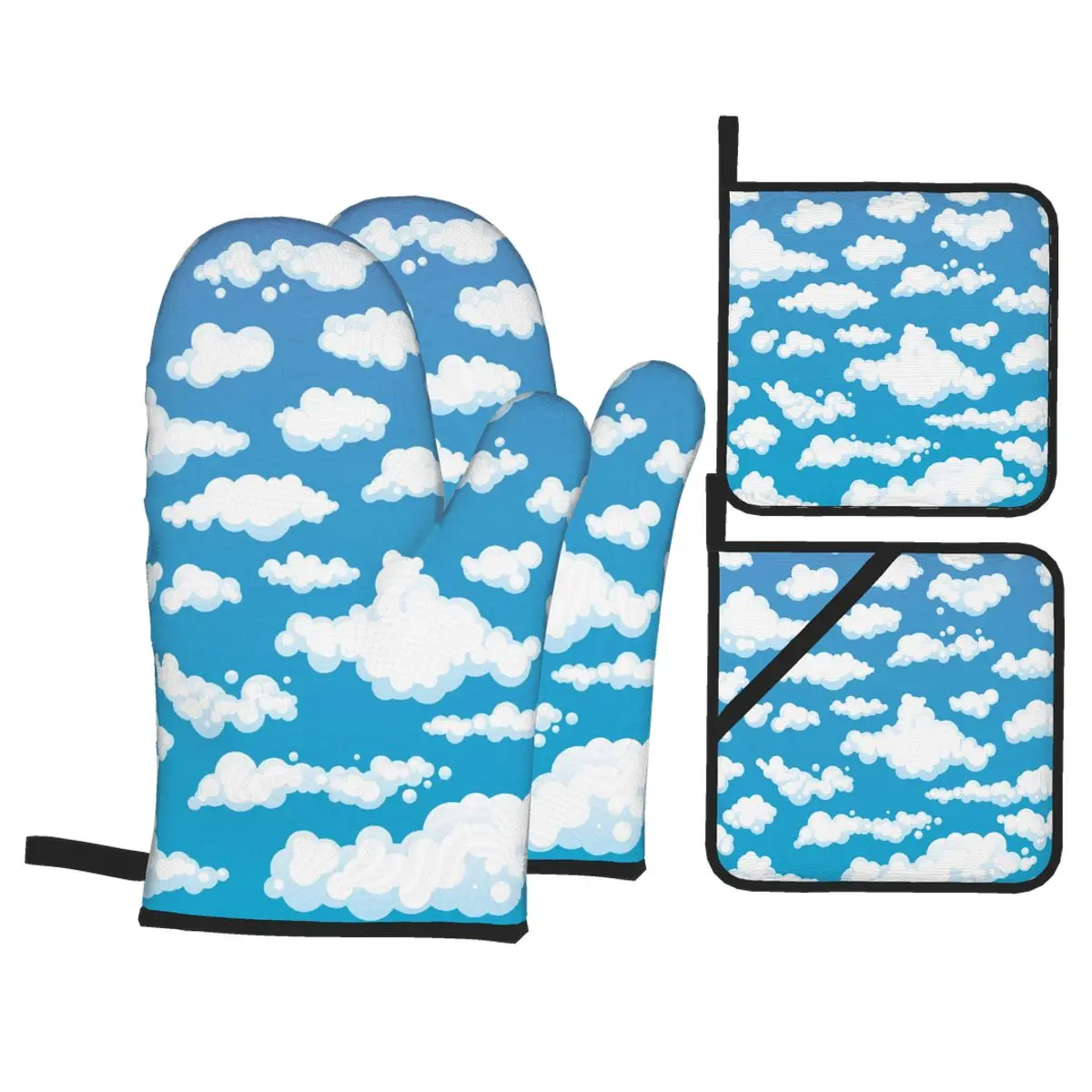 

4 шт. Прихватки полиэстер выпечки изолирующие перчатки облака комплект печь термостойкие Кухня перчатки, перчатки для духовки прихватка Pad