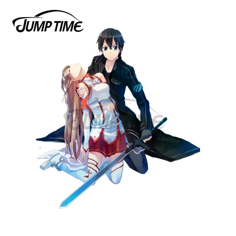 

JumpTime 13x9,5 см, искусство меча онлайн, Asuna + Kirito, искусство, водонепроницаемый корпус для автомобиля, наклейка JDM
