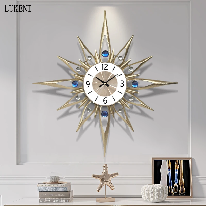 Новые синие настенные часы с драгоценными камнями домашние модные креативные