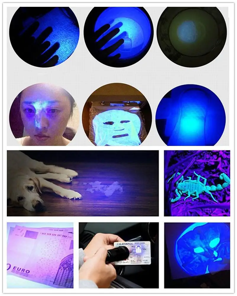 Ультрафиолетовый фонарик телескопическая Фокусирующая вспышка УФ лампа черный