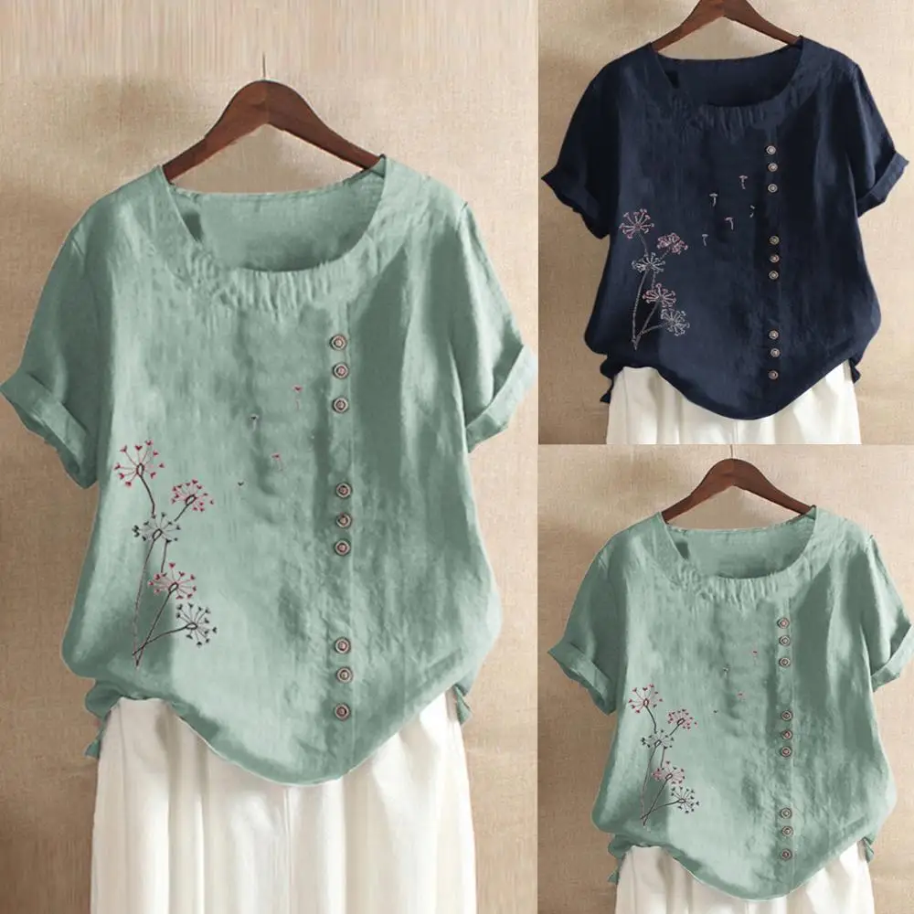 Женская блузка с круглым вырезом и коротким рукавом | одежда