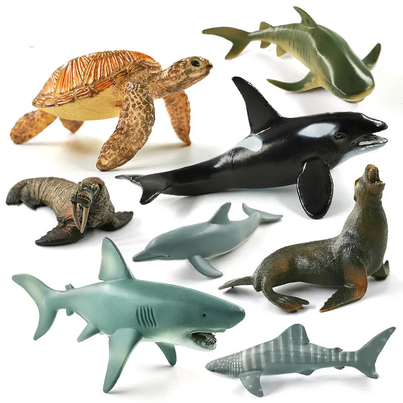 

Killer Whale Tiger Shark Walrus Sea Lion Turtle Dolphin Aquarium Animal Model Action Figure Figurine Doll House Education Toy