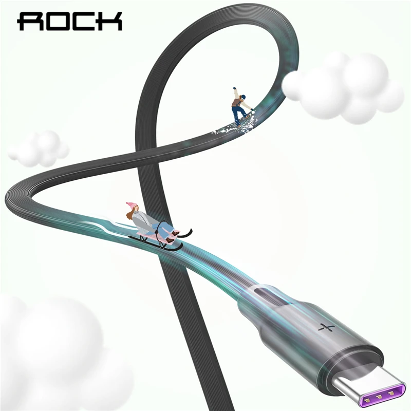 ROCK 5A usb type C кабель для huawei mate 20 Pro P20 Lite супер быстрая зарядка QC 4,0 кабель для передачи данных type-C для huawei P30 Pro
