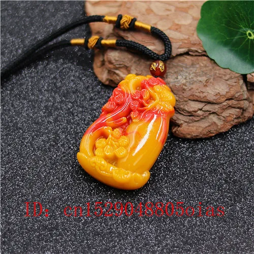 Натуральный красный желтый Нефритовый камень сосновая ваза кулон ожерелье