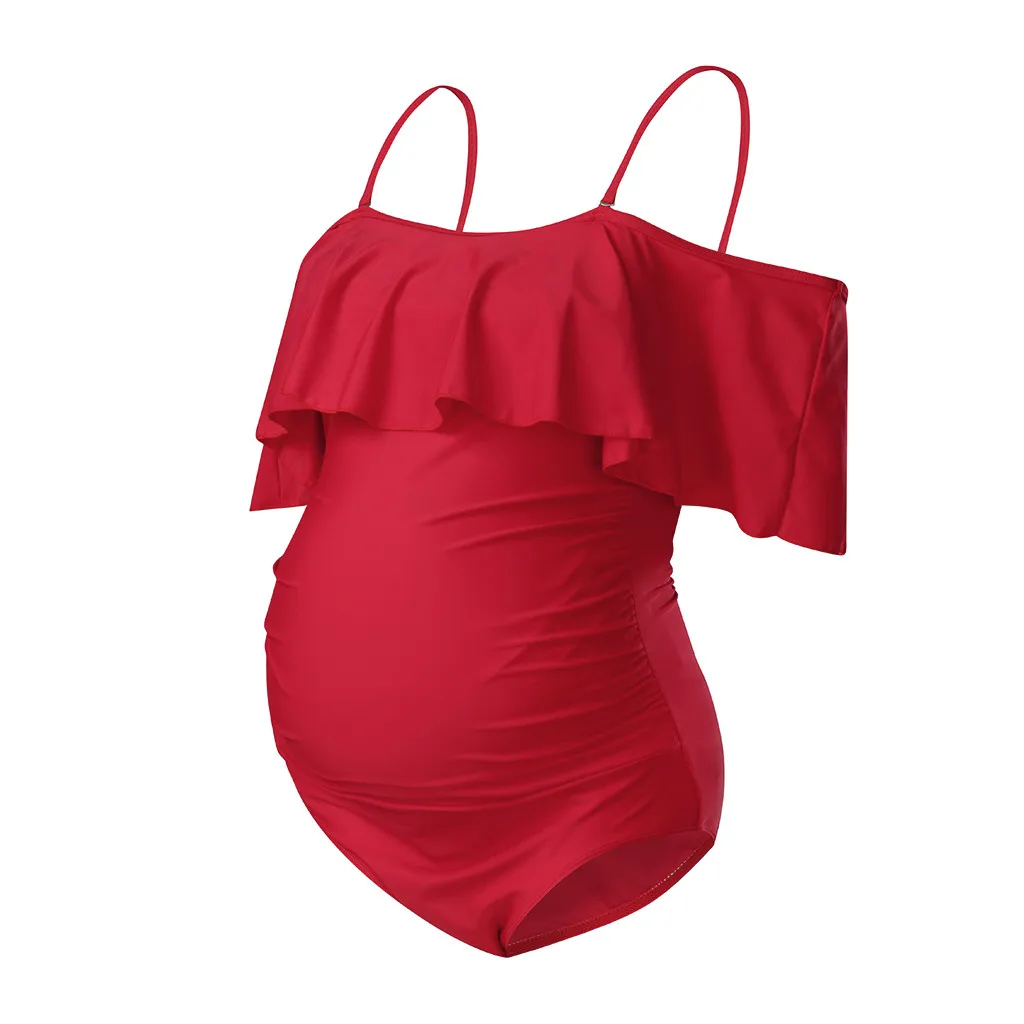 

Maternity Swimwear 2020 Tankini Bathing Suit Women Solid Strappy Pregnancy One Piece Swimsuit Bikinis Halter Pregnant Clothes