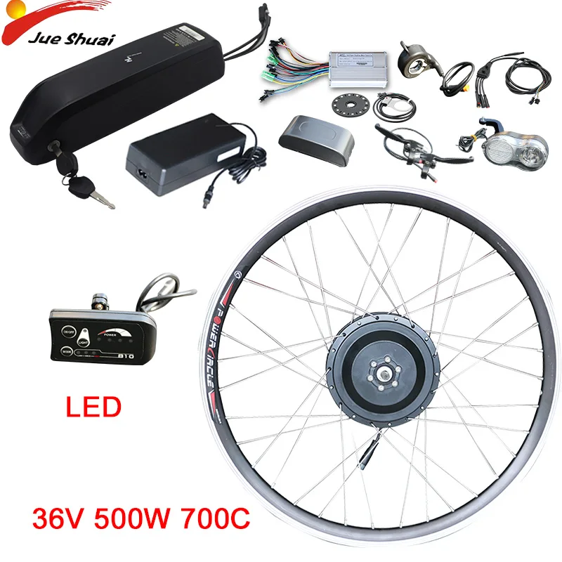LED display 700C Е-байка 36В 500 Вт комплект для переделки электрического велосипеда samsung Батарея е-байка 36В 21AH 20''24''26''700c передний Мотор колесо для электровелосипеда elektrikli bisiklet велосипед - Цвет: LED display 700C