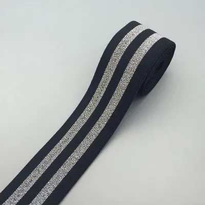 4cm Black Silver 2 40 мм нейлоновая красочная резиновая резинка полосатые плечевые нижние ремни для тесьма для одежды Швейные DIY аксессуары для одежды 1 м - Цвет: 4cm Black Silver 2