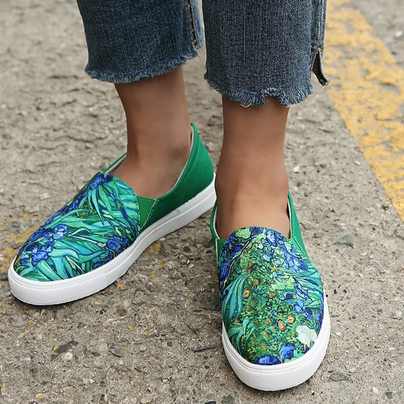 Women Platform Sport Shoes Summer Sneakers Woman Bamboo green Female Womens Running Trainers Shoes canvas Non Slip loafers