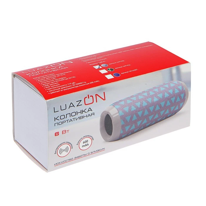 Портативная колонка LuazON LAB-51 6 Вт 600 мАч серо/бирюзовая 4491925 |