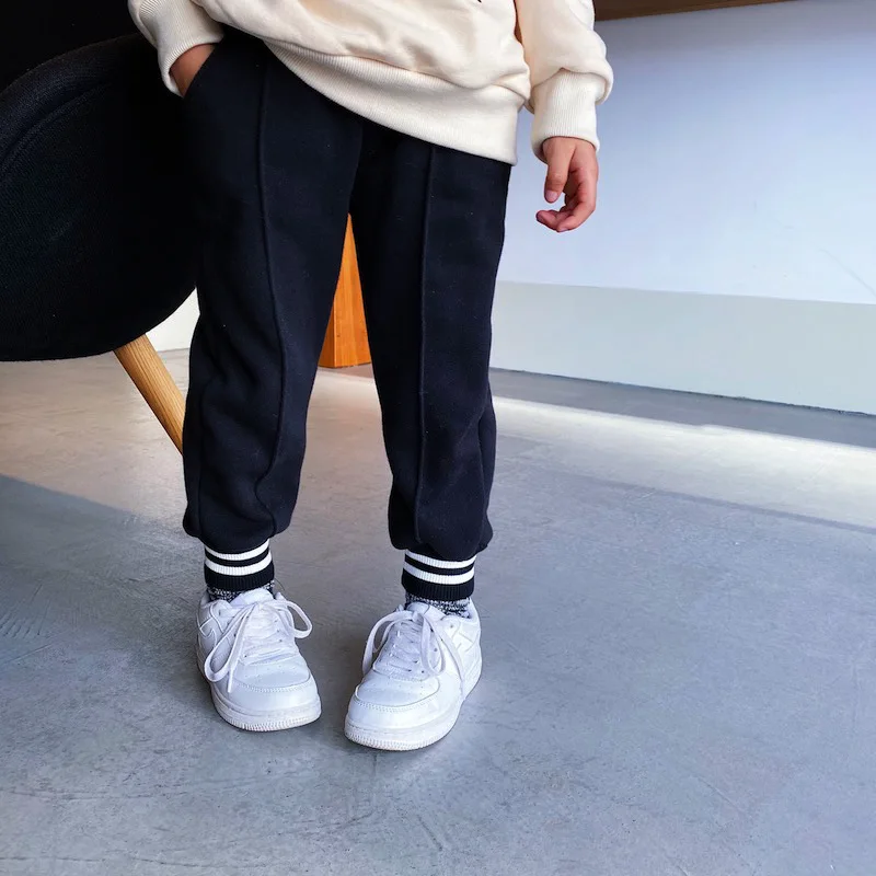 Детские брюки с бархатными штанинами повседневные плотные штаны в Корейском