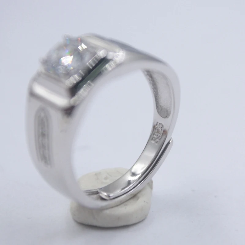 Кольцо из чистого искусственного серебра с цирконием для мужчин размер от 5 до 12
