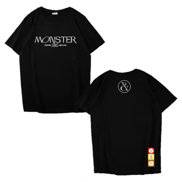 Новое поступление красная бархатная Футболка kpop с мультипликационным принтом