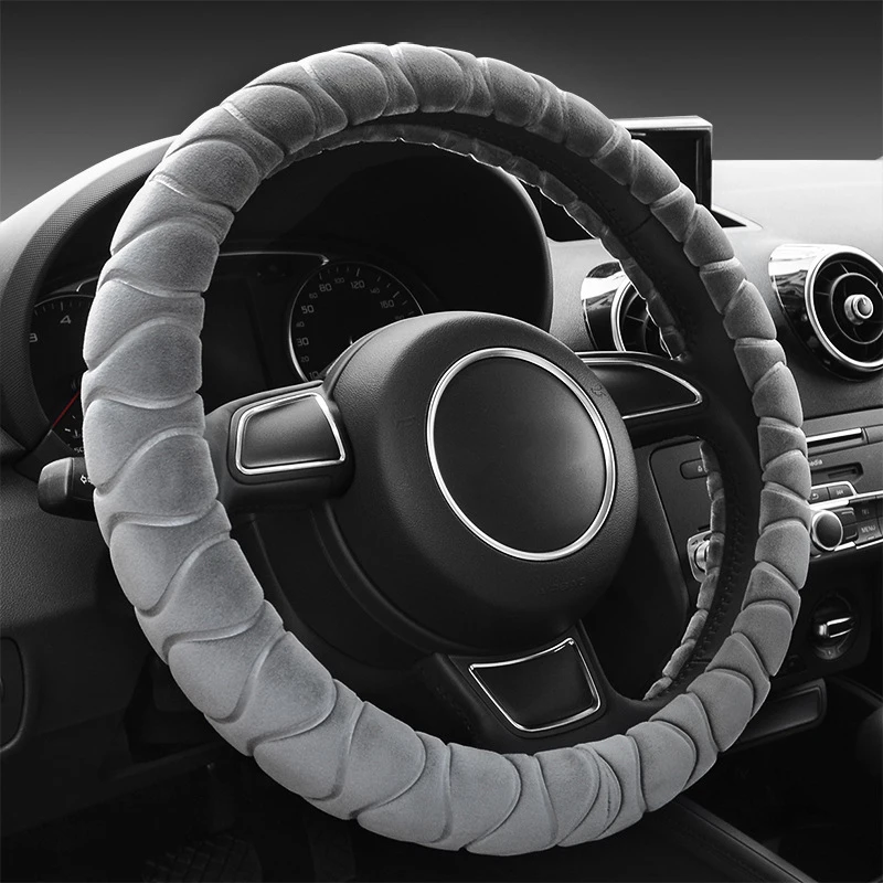 

Fashion Classic 38CM Winter Plush Warm Car Steering Wheel Cover Feel Soft And Warm Thermostat Stereo Style Massage Palm