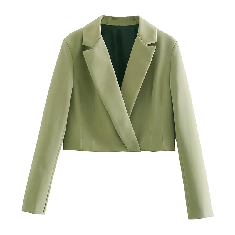 DUOPERI Мода 2021 укороченный пиджак женский с длинным рукавом Повседневный офисный