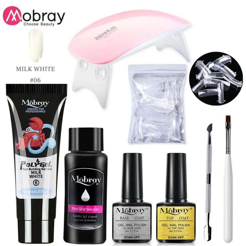 

Mobray Nail Extension Nail Polish Gel Forms For Extension Nail Dryer Acrylic Builder Nail Gel Kit With Nail Tips Soak Off UV LED